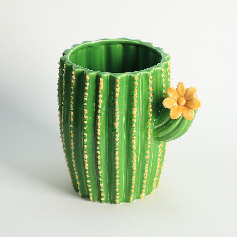 Bicuzat Cactus Shaped Ceramic Kitchen Utensil Holder, Large Cooking Utensil