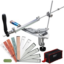 CWOVRS Knife Sharpening Kit, RUIXIN PRO RX-008 Pro Knife Sharpener, 360° Flip Rotation, Upgraded Metal Fixed-Angle Knife Sharpener Kit, Kitchen Chef Knife Sharpening System, 10 Stones+Polishing Kit