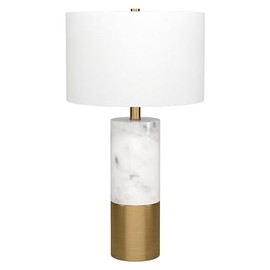 Henn&Hart 24" Tall Table Lamp with Fabric Shade in Carrara/Gold, for Home, Living Room, Bedroom, Entertainment Room, Office, Kitchen, Dining