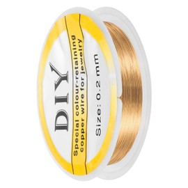 sourcing map 0.2mm/32 Gauge Copper Wire for Jewelry Making, 1 Roll Craft Tarnish Resistant Beading Wire for Jewelry Making Supplies DIY (Bright Gold)-25m