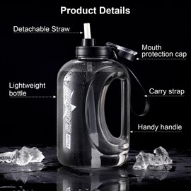 Doseno Large 95 OZ Water Bottle with Straw, Portable Handle, BPA Free, Eco-Friendly, Perfect for Sports and Fitness
