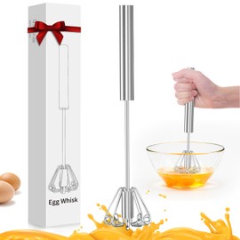 OOKUU OOKUU Stainless Steel Egg Whisk, Whizzy Whisk, Semi Automatic Whisk Blender for Home - Versatile Tool for Egg Beater, Hand Push Whisk Blender, for Blending, Whisking, Beating & Stirring (12in)