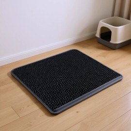 Dual Layer EVA Honeycomb Cat Litter Mat Black Rectangle Urine Proof Scatter Rug Pad for Cat Litter Box AccessoryColor: Black Color