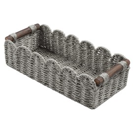 Toilet Paper Storage Basket Bathroom Counter Organizer Wicker Baskets for Organizing Cute Basket for Bedroom Nursery Room Kitchen Bathroom Decor-Gray