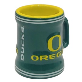 Boelter Brands Collegiate Shot Glass shaped like a Mini Mug, Sculpted Raised Logo, 2oz (Oregon Ducks)