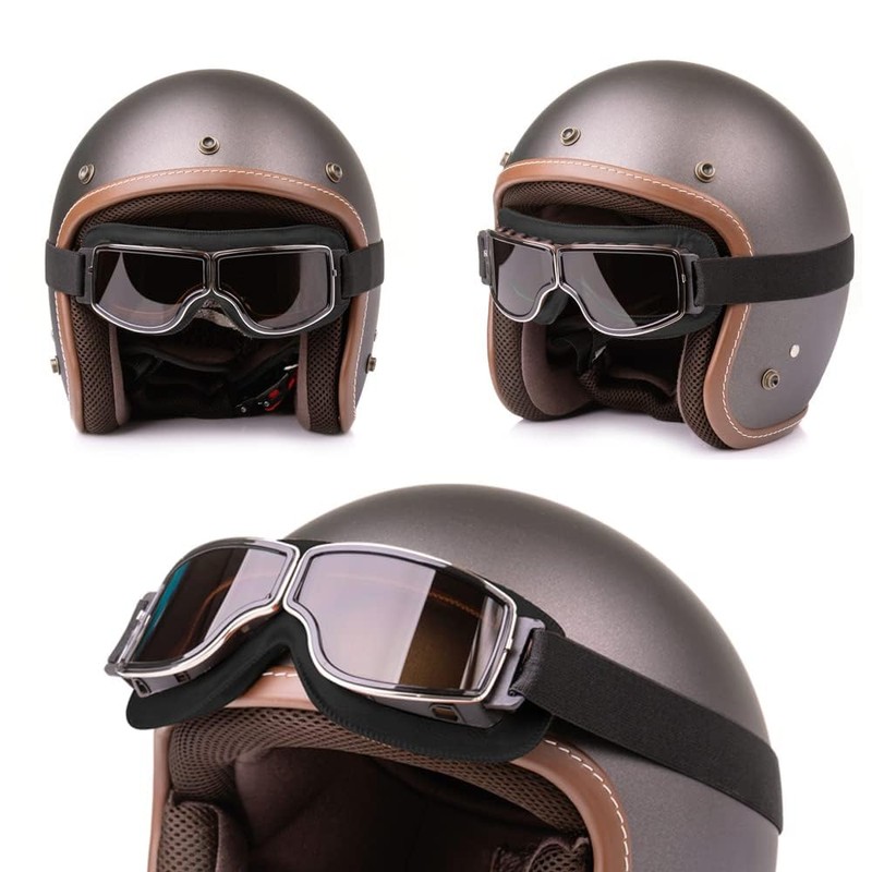 PXLAATY Motorcycle Goggles, Motorcycle Goggles, Windproof, Protective Glasses, Classic (Black