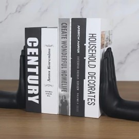 Chic Support, Modern Palm-Shaped Bookends - Decorative Resin Book Stands for Home, Office & Living Room Decor, Study OrnamentsColor: Black, Size: One Size