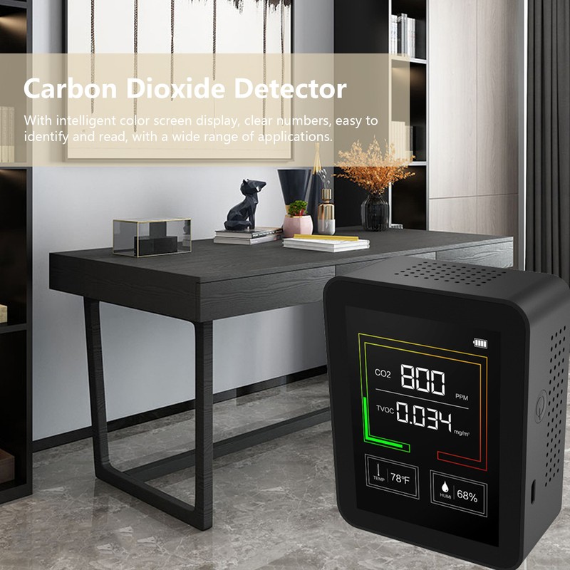 Air Quality Detector Digital USB Charging Carbon Dioxide Monitor Temperature