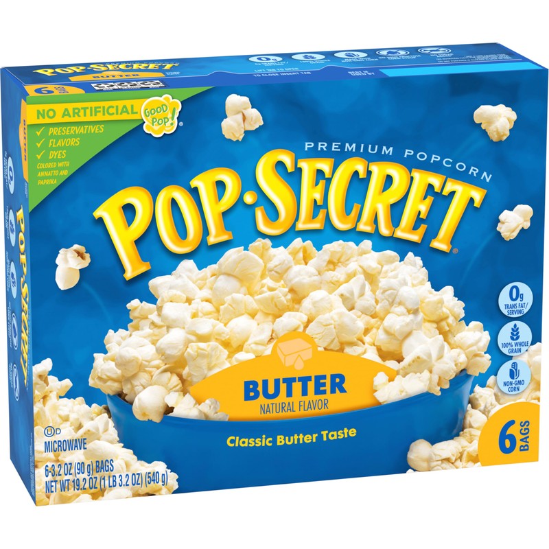 Pop Secret Butter Natural Flavor Popcorn, 3.2 Oz, 6 Ct