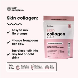 Feel Complete | Tasteless Collagen for Women | Grass Fed & Hydrolysed | Low Calorie | Premium Type 1 & 3 Bovine Collagen Peptides | Halal | Anti Ageing | Hair, Skin & Muscles | 140g | 14 Servings