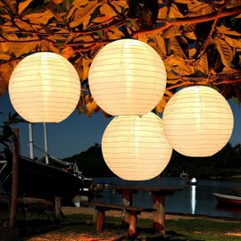 Bawoo Bawoo Solar Lampions 4 Stck 25cm Solar LED Laterne Au?en Wasserdicht Warmwei? H?ngende Solarbetrieben Gartenlaterne fr Terrasse Garten Hof usw