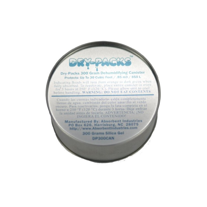 Dry-Packs 300 Gram Silica Gel Canister Dehumidifier - Moisture Indicating