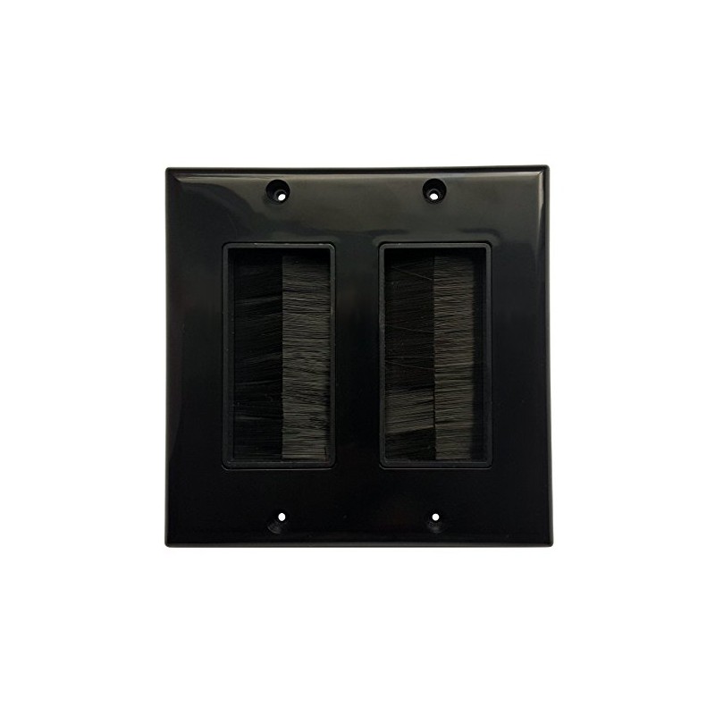 RiteAV - Dual Gang Wall Plate with Brush Bristles -