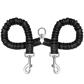 Double Dog Leash for 2 Dogs, Heavy Duty Nylon Reflective Dual Dog Lead for Small Medium Large Dogs, 360 Swivel No Tangle Walking Leash for Walking Running Training,Black