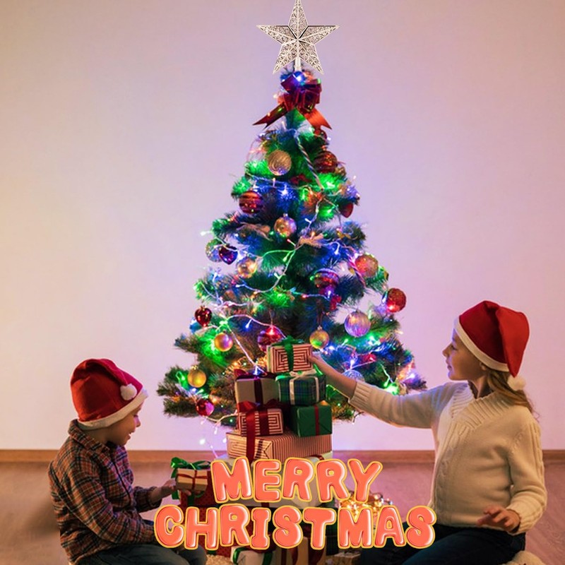 BOOSHMall Christmas Tree Topper Star, Christmas Tree Topper Glitter, Christmas