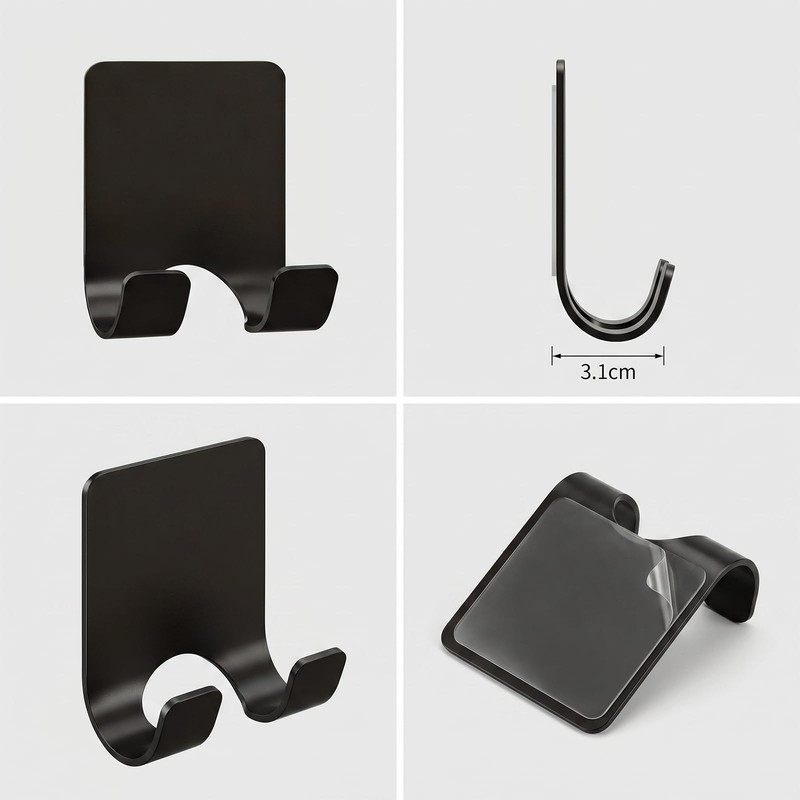 4 Pcs Razor Holder for Shower Bathroom Adhesive Hooks,Self Adhesive