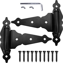 8" Black T-Strap Self Closing Wood Gate Hinges - T-Gate Hinges - Wood Gate Hardware (1 Pack)