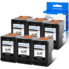 USUPERINK Remanufactured 63 High Yield Ink Cartridge Replacement for HP 63XL 63 XL F6U64A Compatible with DeskJet 3634 2130 Envy 4520 4512 OfficeJet 3830 4650 5200 Printer (6 Pack, Black)
