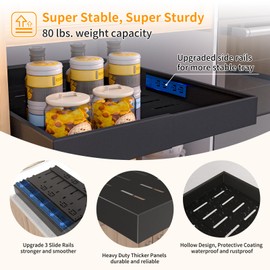2 Pack Pull Out Cabinet Organizer Expandable Width(12"-20") and Depth(16"-22") Slide Out 13", Heavy Duty Drawer with 3 Rails, Adhesive Film or Nail Fixed Roll Out Storage for Kitchen, Bathroom, Black