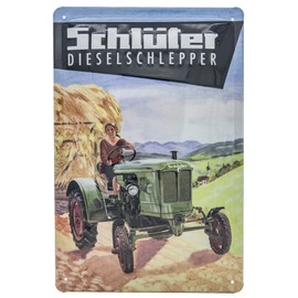 Retro Tractor Tin Sign - Vintage Car Tractor - Suitable for Schlüter Fans, Embossed Tin Sign 30 x 20 cm