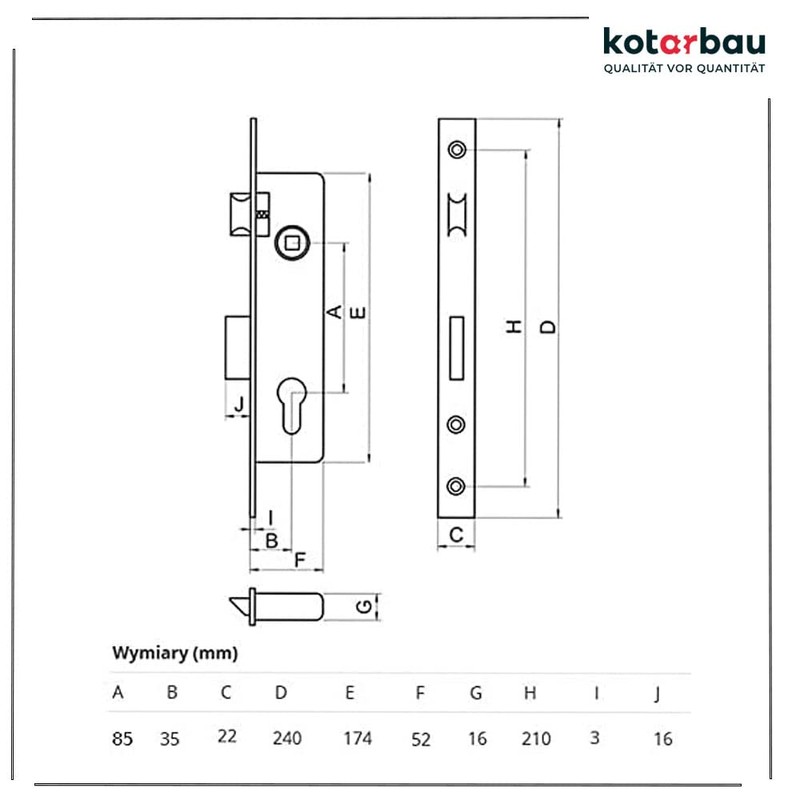 KOTARBAU Mortice Lock with Lock Case 30 x 50 x