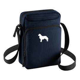 Golden Retriever Dog Walking Bag – Crossbody Dog Treat Bag with Zipped Compartments – Adjustable Strap Dog Walker Gift – Handy Pouch for Walks & Essentials (Navy)