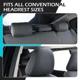 Ferianl 2PCS Car Seat Headrest Cover, 9" x 10.6" Knitted Stretch Universal Headrest Covers, Breathable Fully Surrounded Simple Protector, Universal for Most Vehicle Models(Dark Gray)