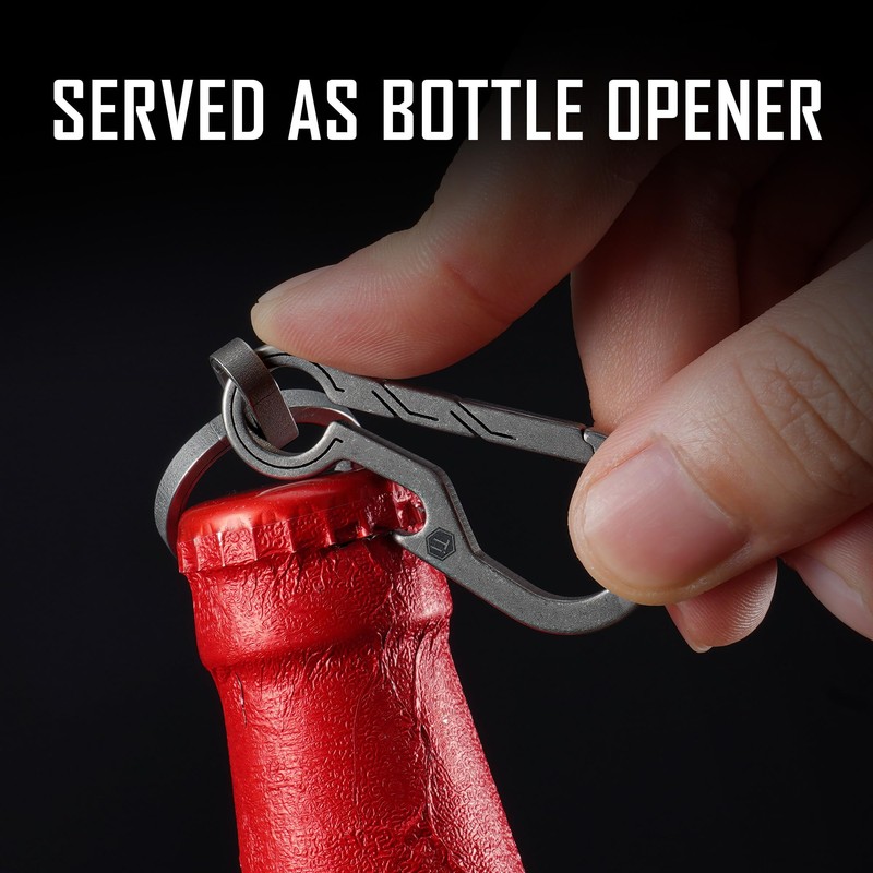 KeyUnity KM01 Titanium EDC Keychain Clip with Bottle Opener, Quick