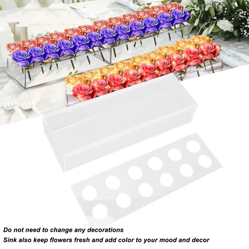 Clear Acrylic Vase Rectangular Elegant Centerpiece Flower Vase for Home