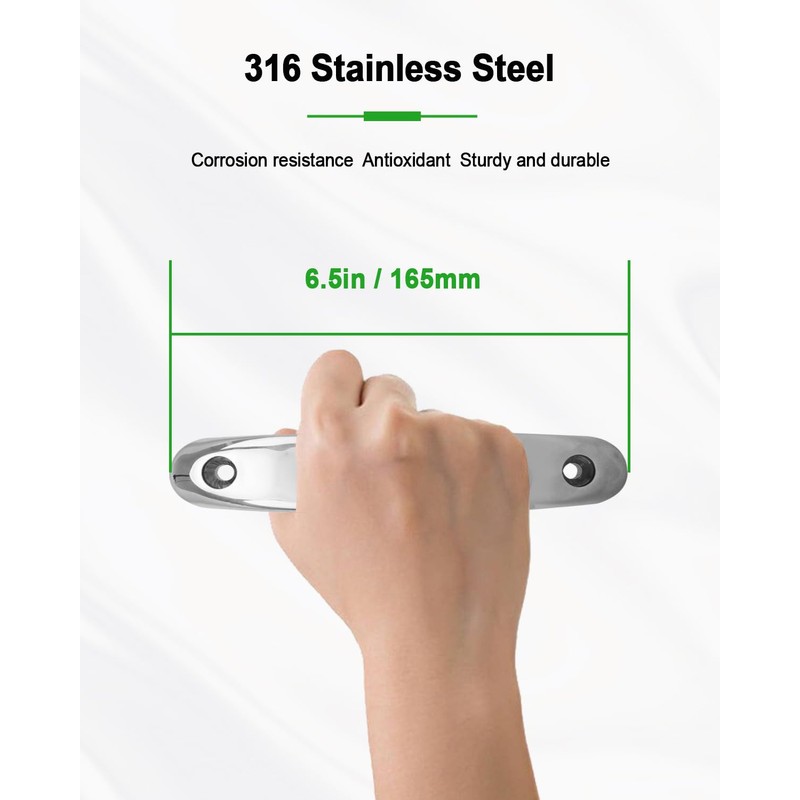 6.5" Boat Grab Handle Stainless Steel 316 Hardware, Heavy Duty