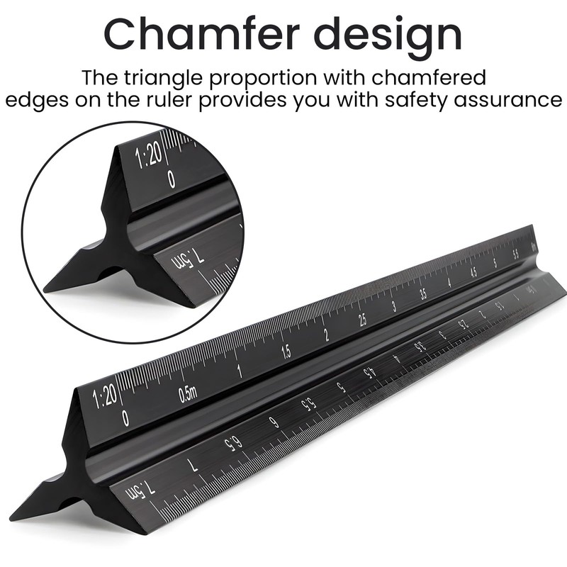 GALAMAX Architectural Scale Ruler, Aluminum Triangular Scale Ruler Standard Metric