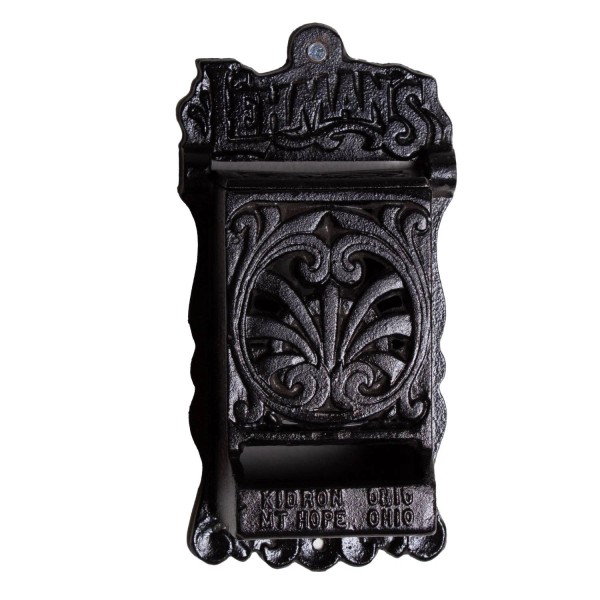 Lehman's Wall Mounted Matchbox Holder, Cast Iron Match Dispenser, Glossy
