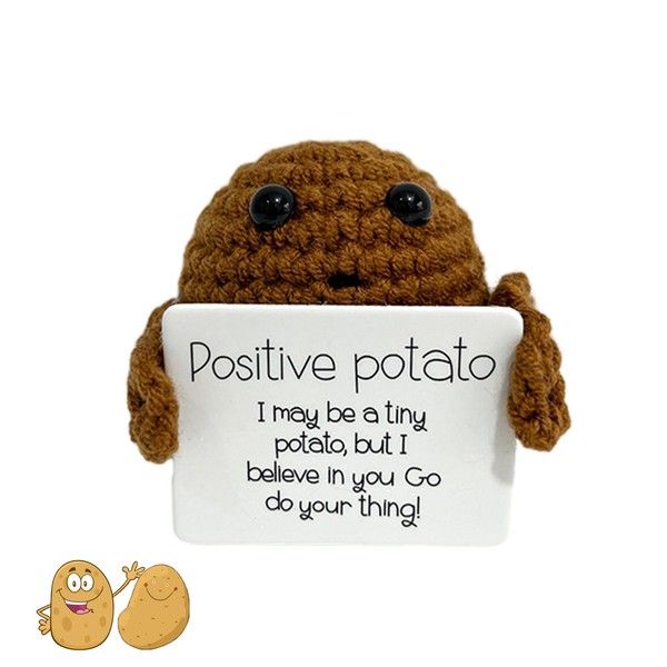 HeigeSeng Positive Potato for Gift Girlfriend, Anti-Stress Gifts, Colleagues/Boyfriend Farewell Gift, Pocket Hug Doll, Funny Knitted Mini Courage Gifts, Friends/Colleague Cheer (Grey)
