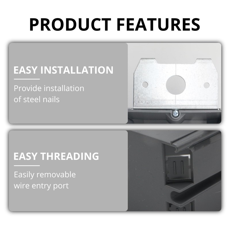 AIRTAK 2 Gang Adjustable Electrical Outlet Box,34 Cubic Inches Grey