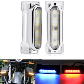 WUMFIRE Motorcycle Driving Light Highway Light bar Red and Blue Flashing lights Led Turn Signal Lights for 1-1/4 inch Crash Bar Touring Driving Lights Bikes