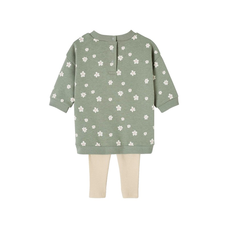 Vertbaudet Baby Set: Dress & Leggings, green