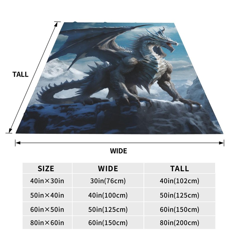 amepay Blue Ice Dragon Blanket Gifts for Adults Boys Snow