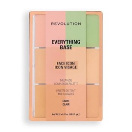 레볼루션 에브리씽 베이스 페이스 아이콘 안색 팔레트, 다용도 크림 컨투어, 컨실러, 코렉터, 형광펜 & 블러셔 키트, 크루얼티 프리, 라이트 Revolution Everything Base Face Icon Complexion Palette, Multi-purpose Cream Contour, Concealer, Corrector, Highlighter & Blush Kit, Cruelty Free, Light [Dark]