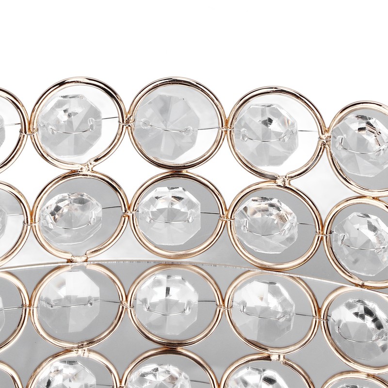 Crystal Cosmetic Makeup Tray 8in Round Display Tray Mirrored Metal
