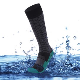 SuMade 100% Waterproof Socks, Winter Snowproof Breathable Knee High Cushioned Hiking Skiing Fishing Socks 1 Pair