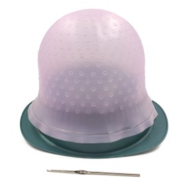 Losaria Highlighting Cap with Holes already in Silicone Reusable Highlighting Cap Hair Dye Cap with Holes Tipping Caps Hair Salon Hairdressing Highlight Cap and Hook Kit (Purple)