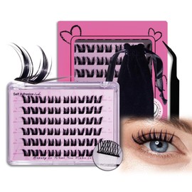 AJEAJE 60Pcs No Glue Needed Self Adhesive Eyelashes Clusters Faux Mink LY-8