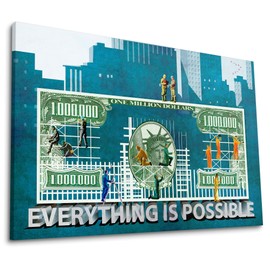 $1,000,000m Motivational, Inspirational & Money Canvas Wall Art Office Decor | 100% Unique & Original, Positive Mentality, Teamwork Canvas Wall Art Decor Gift With Quotes For Men, Women, Entrepreneurs, Self-Employed | Affirmation For Money, Financial & B