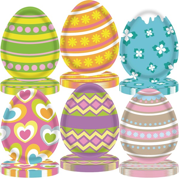 ACIYHN 48Pcs Easter Paper Plates Disposable Snack Trays Tableware Set