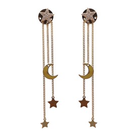 Star Tassel Drop Dangle Earrings for Women,Gold Star Moon Earrings Lucky Star Drop Earrings Cute Star Statement Tassel Earrings Star Hoop Earrings Jewelry (B)