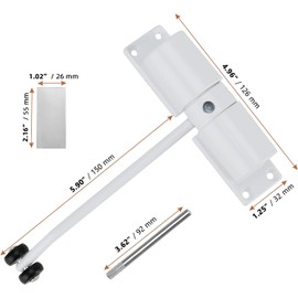 LEXININ 2 Pack 4-1/2 Inches Automatic Door Closer, Stainless Steel Diecast Construction Light-Duty Safety Spring Door Closer to Convert Hinged Doors to Self-Closing, White