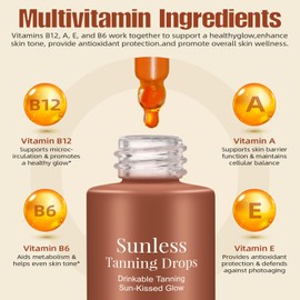 Tanning Drops To Drink,Drinkable Sunless Tanning Drops - Oral Drink Bronze Tanning drops for Face & Body - Enhancing Natural Skin Tone for All Skin