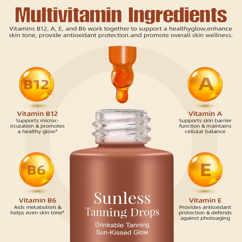 Tanning Drops To Drink,Drinkable Sunless Tanning Drops - Oral Drink