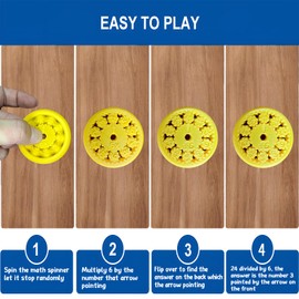 Foquyai Math Fidget Spinners - 3D Printed, Educational Math Fact Fidget Spinner Toy - Learn Multiplication and Division - Perfect for Kids, Stimmers & Fidgeters (9pcs)