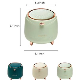 AIWE7D Bote de basura pequeño de 0.4 galones, para cocina, baño, con tapa, cesta de basura para oficina, recámara, computadora, papelera (verde claro)